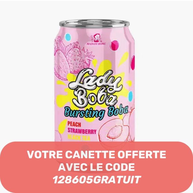 MADAM HONG - LADY BOBA BUBBLE TEA FRAISE ET PECHE ECHANTILLON x1