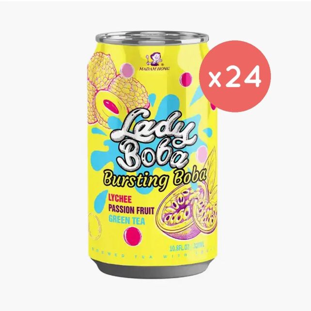 MADAM HONG - LADY BOBA BUBBLE TEA LITCHI ET PASSION CANETTE ALU 320ML x24