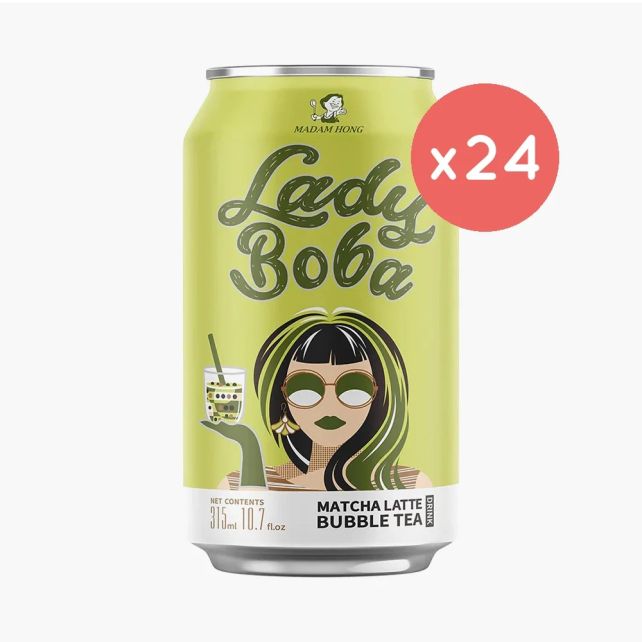 MADAM HONG - LADY BOBA BUBBLE TEA MATCHA LATTE CANETTE ALU 315ML x24
