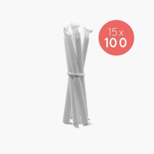 PAILLE BUBBLE TEA BISEAUTEE PAPIER BLANC EMBALLAGE INDIVIDUEL Ø12MM L.200 MM x100