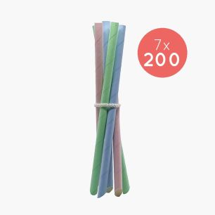PAILLE BUBBLE TEA BISEAUTEE PAPIER MIX COULEUR PASTEL EMBALLAGE INDIVIDUEL Ø12 L.260 MM x200