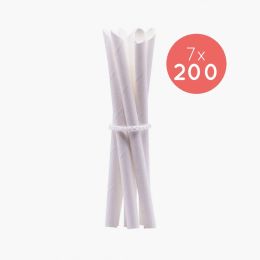 PAILLE BUBBLE TEA PAPIER BLANC BISEAUTÉ Ø12MM L.200 MM x200
